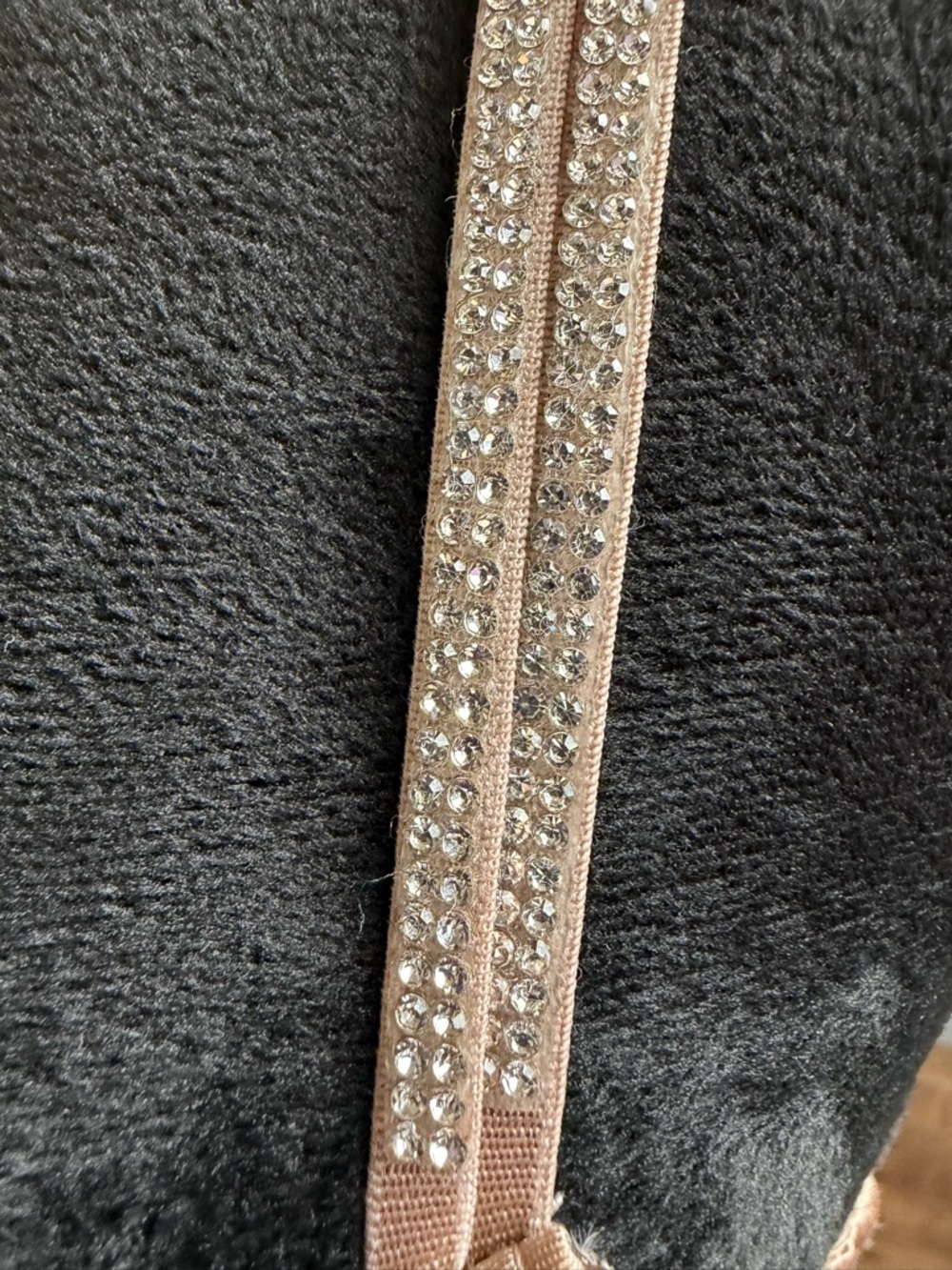 Nicole Miller New York Beige Satin Demi Bra 36C Rhinestone Sparkle Straps Tan NM - Picture 5 of 16